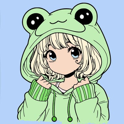 a cute teenage girl wearing a frog hoodie