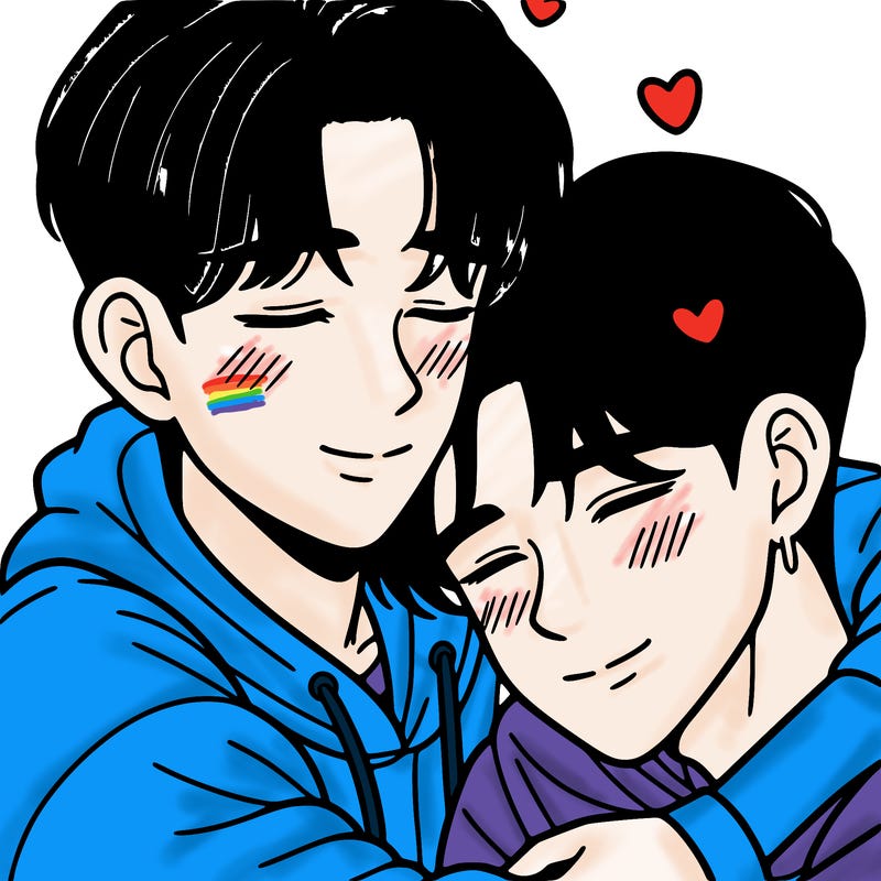 korean teen boys cuddling