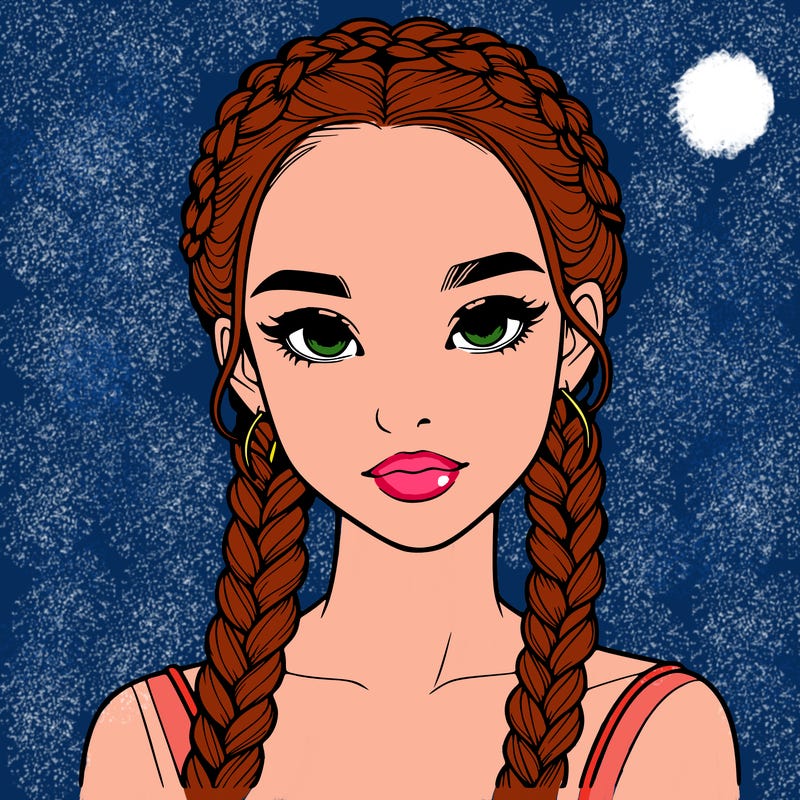 realistic girl with braids