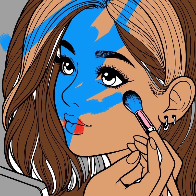a realistic girl doing her makeup