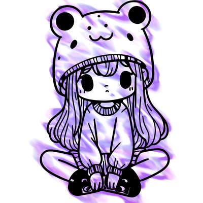 a girl wearing a frog hat and some frog socks