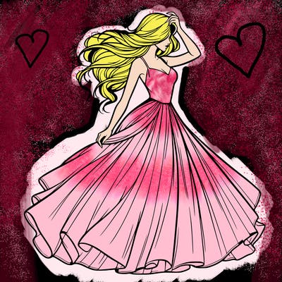 realistic woman with dress flowing in the wind