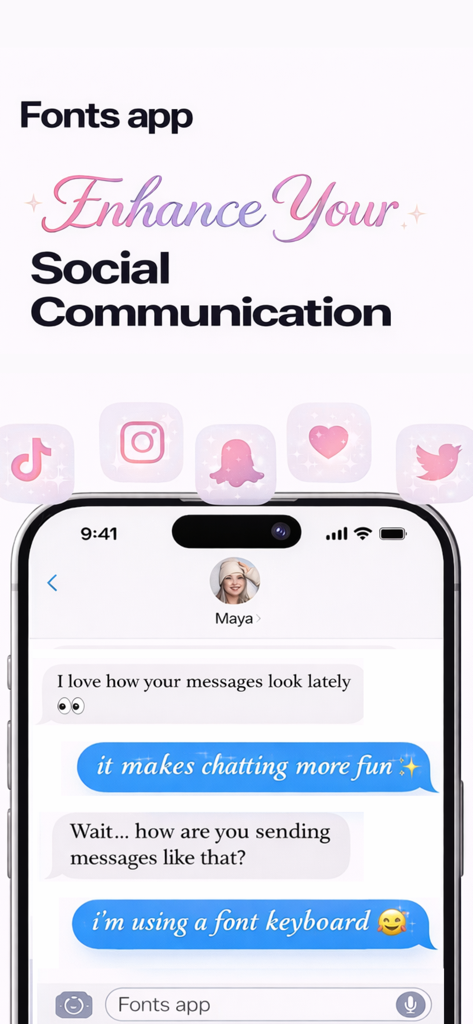 iFonts: Fonts Keyboard & Emoji - Schermata iPhone che mostra una conversazione in chat utilizzando font decorativi personalizzati dall'app iFonts
