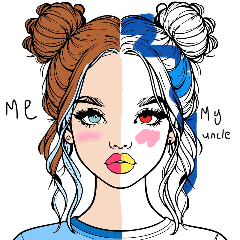 realistic girl with two buns in hair and lips