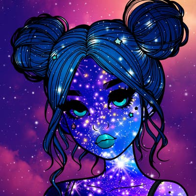 realistic girl with space buns