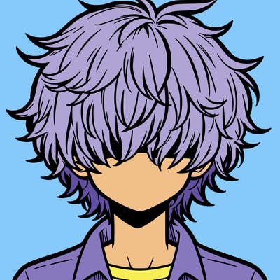 manga boy fluffy hair covering his eyes