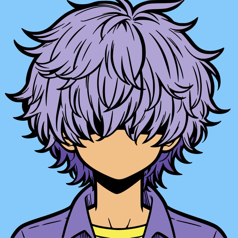 manga boy fluffy hair covering his eyes