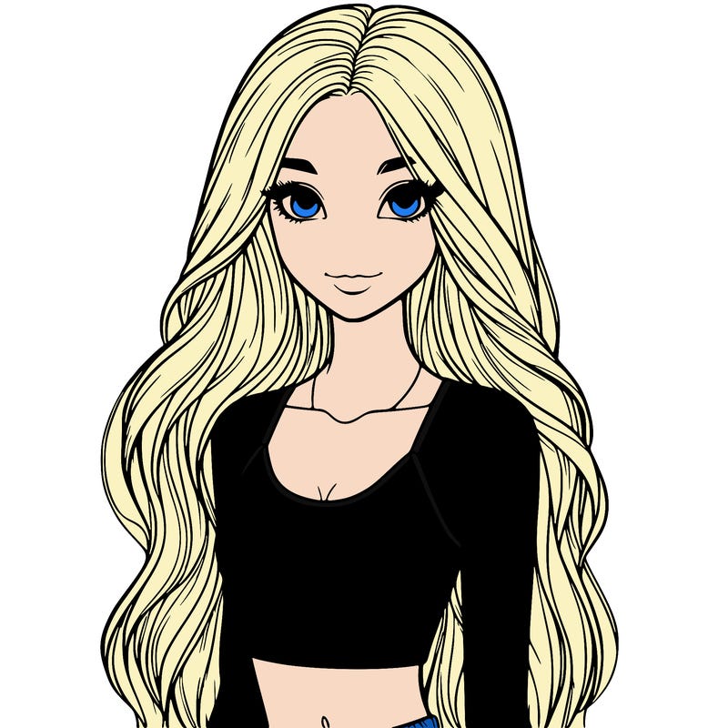realistic girl with long hair with a crop top