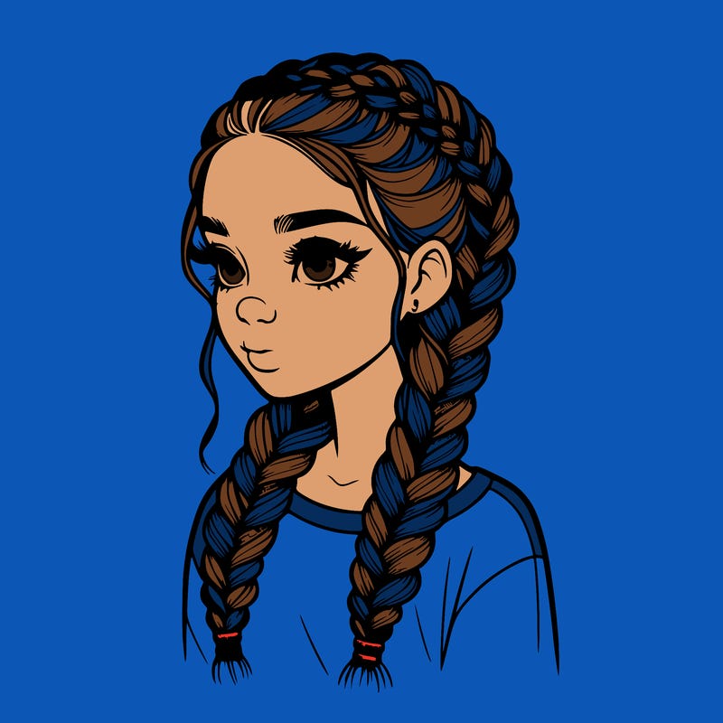 realistic girl with braids