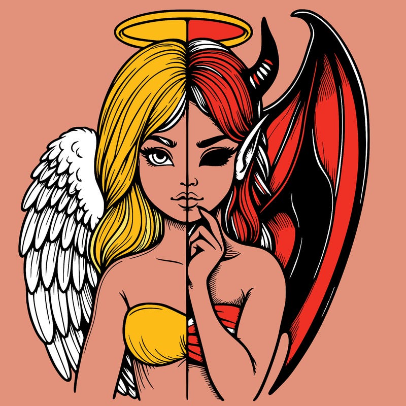 realistic angel half demon