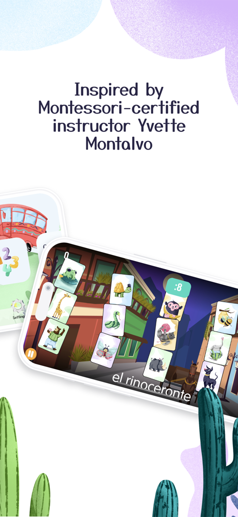 Spanish School Bus for Kids - Spanish School Bus for Kids Montessori inspired vocabulary game with animal icons