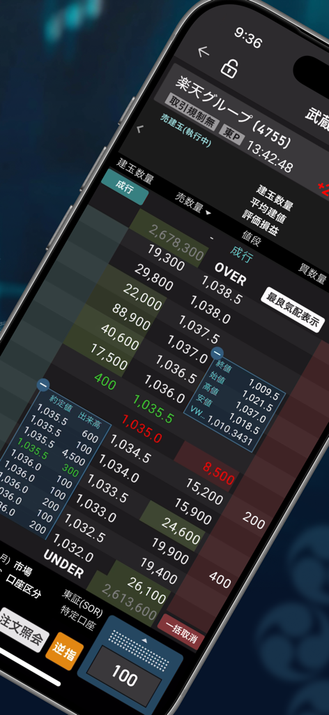 iSPEED - 楽天証券の株アプリ - iSPEED app Musashi board order interface for real-time stock trading
