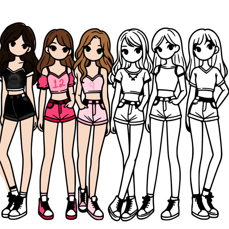 a group of girls wearing crop tops and shorts