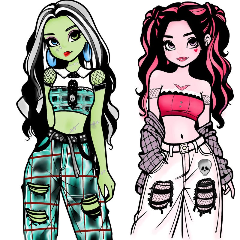 2 girls in crop tops and baggy jeans ripped