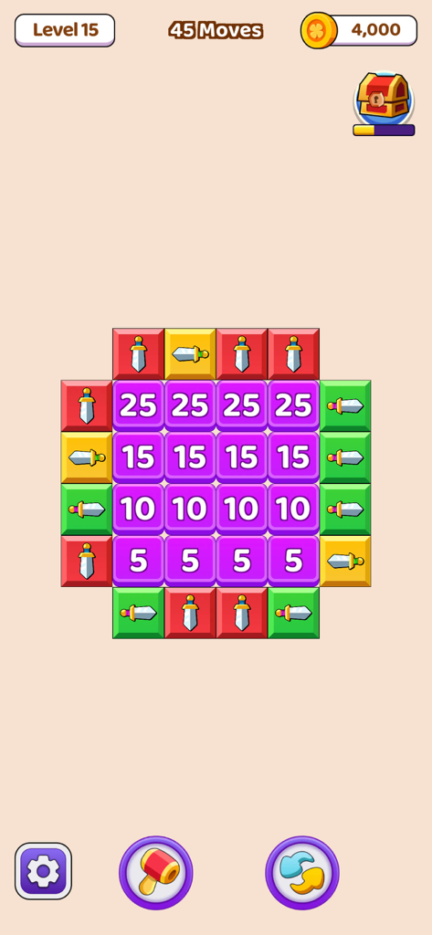 Tap Block Go - Gameplay screen of Tap Block Go puzzle showing blocks with arrows and numbers