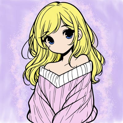 shy pretty girl wearing a sweater that is falling off one shoulder portrait