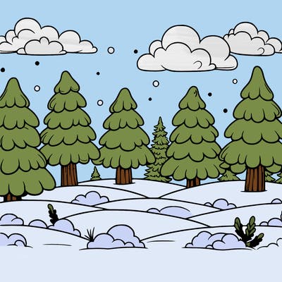 snow land with big trees