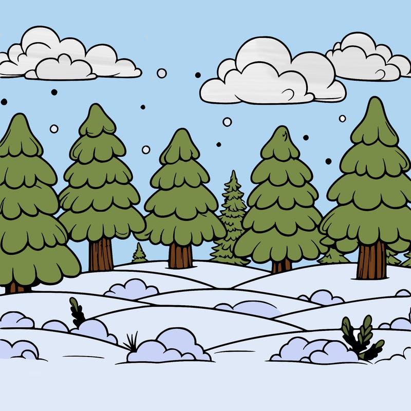 snow land with big trees