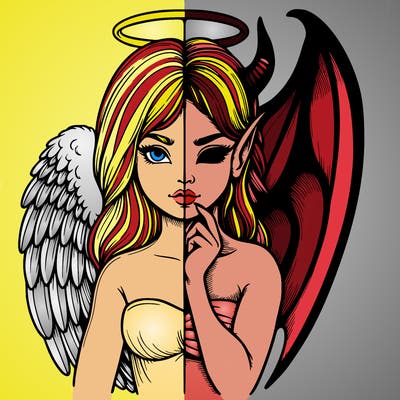 realistic angel half demon