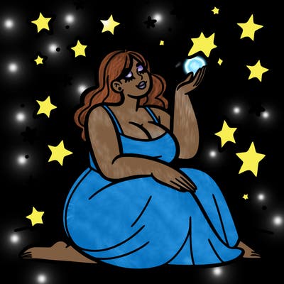 plus size woman looking at stars