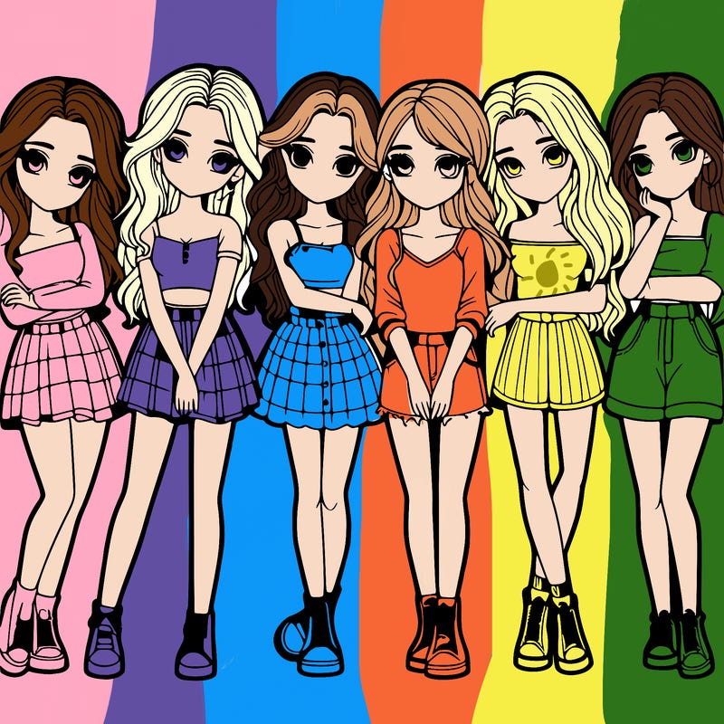 a group of girls realistic