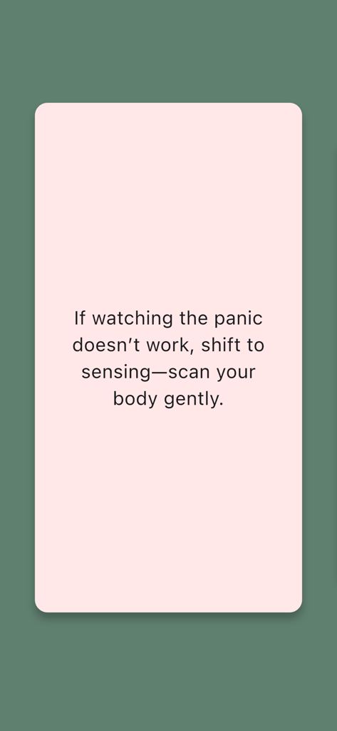 Daily Calm - Mindful Quotes - Mindfulness quote for panic support on a minimalist pink card from the Daily Calm app