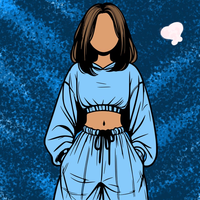 realistic girl faceless with baggy pants and a crop top