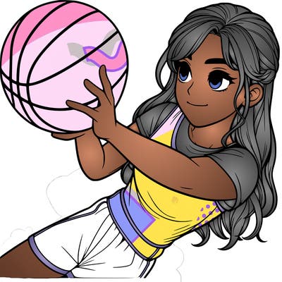 realistic girl playing basketball