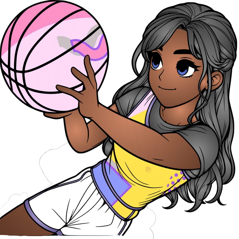 realistic girl playing basketball