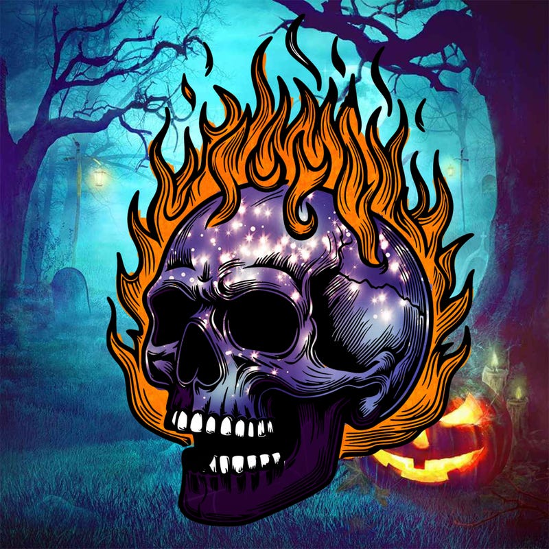 skull on fire realistic