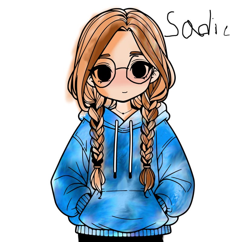 a realistic girl with a oversized hoodie and she has braids
