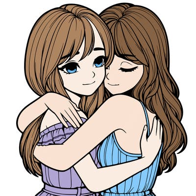 realistic girls hugging