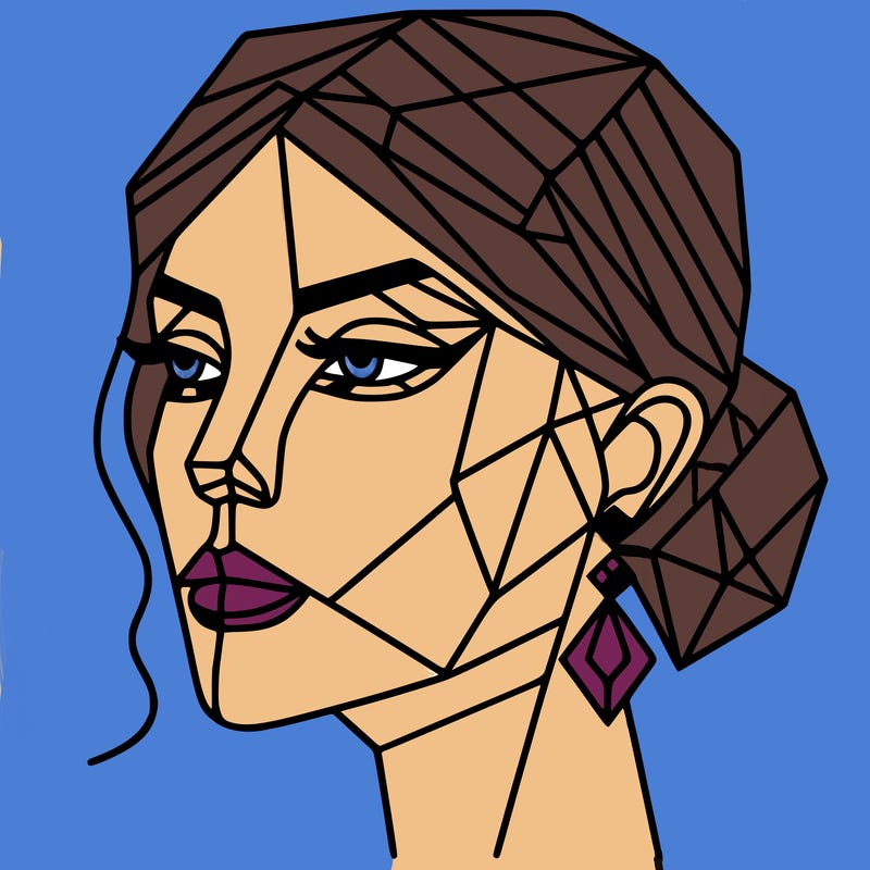 geometric art illustration of a woman's face
