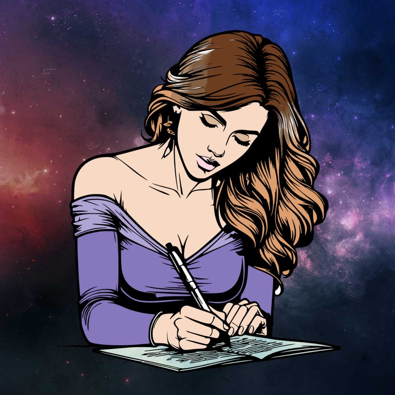 realistic female writing poetry