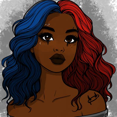 realistic girl with wavy hair and lips