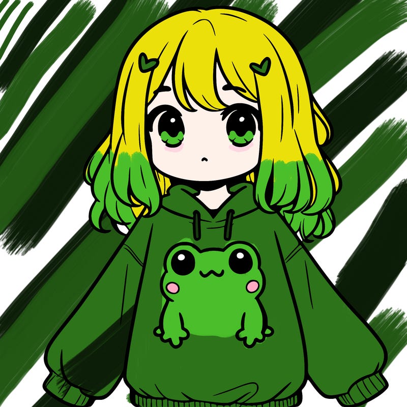girl wearing frogging sweatshirt