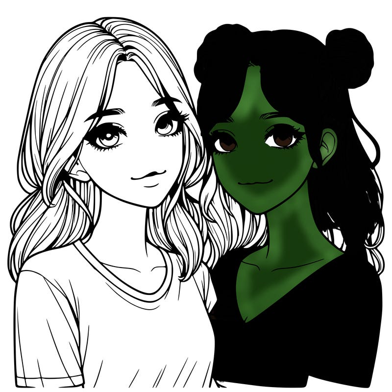 two girls realistic