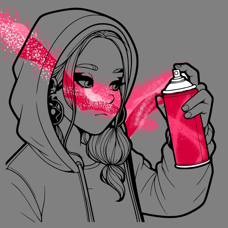 a realistic girl, spray painting