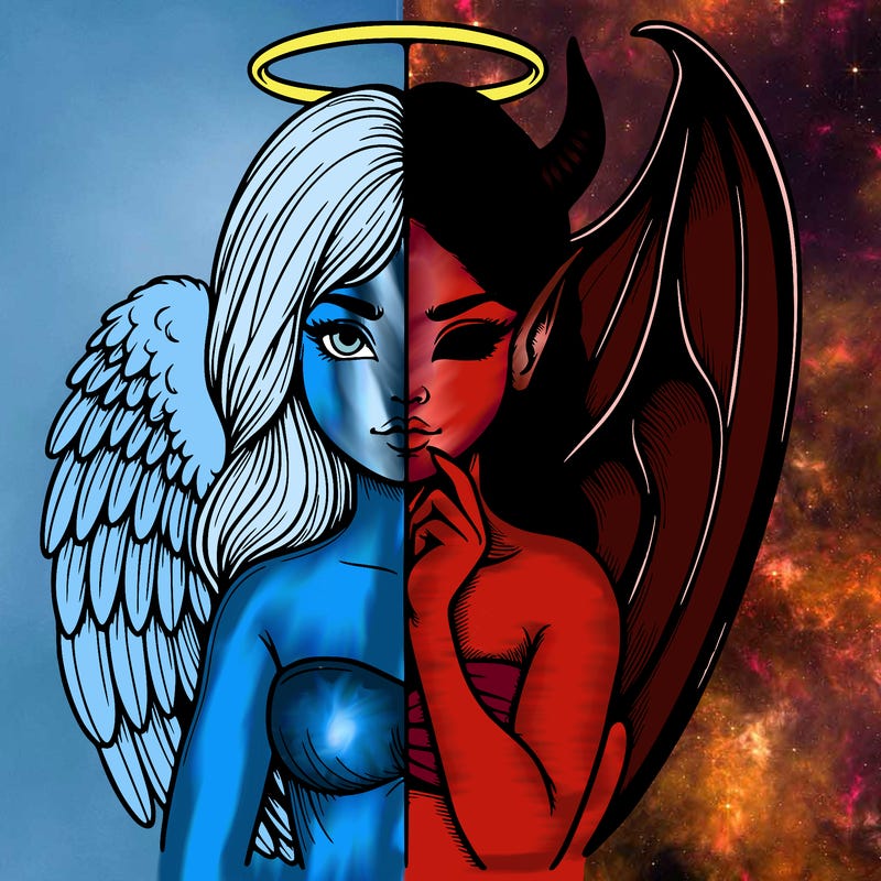 realistic angel half demon