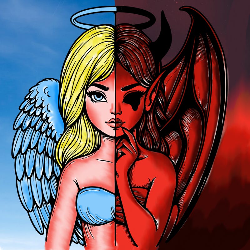 realistic angel half demon