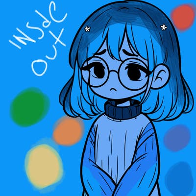 sad girl with glasses in a sweater
