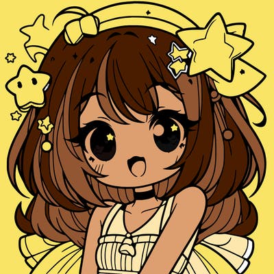 cute anime girl with star accessories