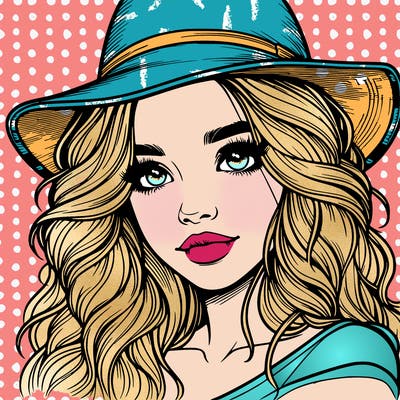 realistic girl with hat