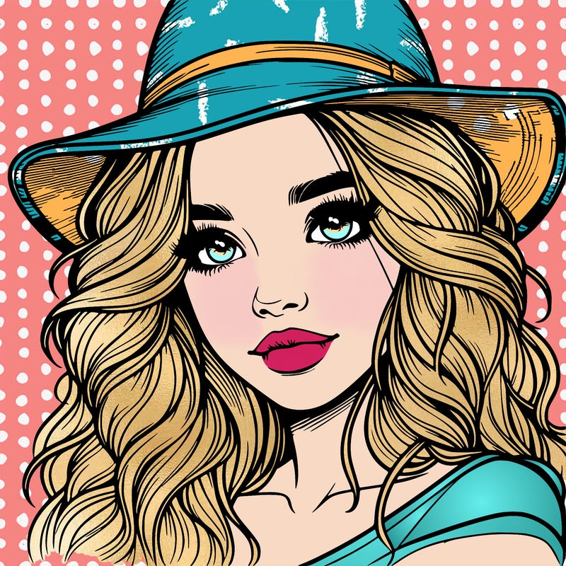 realistic girl with hat