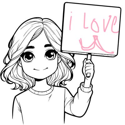 realistic girl holding up a sign