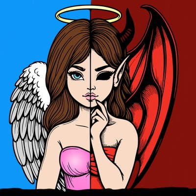 realistic angel half demon