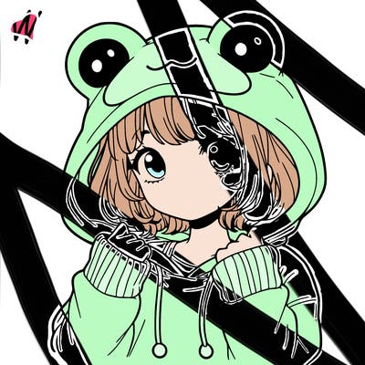 a cute teenage girl wearing a frog hoodie