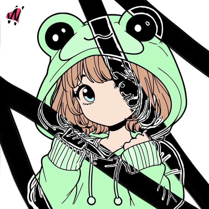 a cute teenage girl wearing a frog hoodie