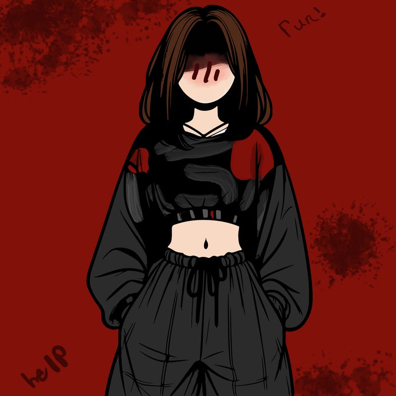 realistic girl faceless with baggy pants and a crop top