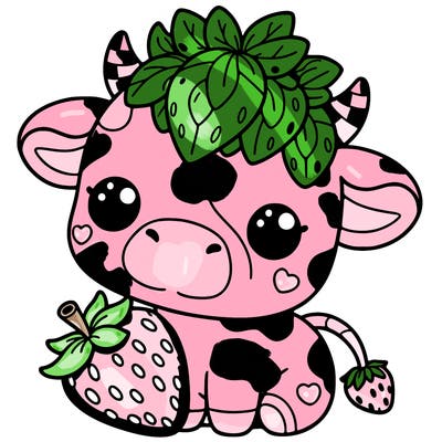cute strawberry cow